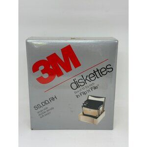 VTG 80s 3M Diskettes in Flip 'n File Storage Box 10-Pack Unused Floppy Disks